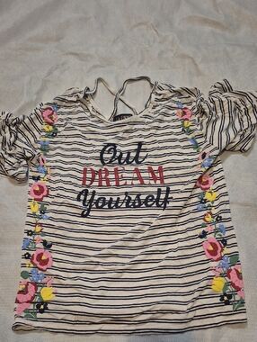 Out DREAM Yourself Striped Short Sleeve Tee - Cream & Navy